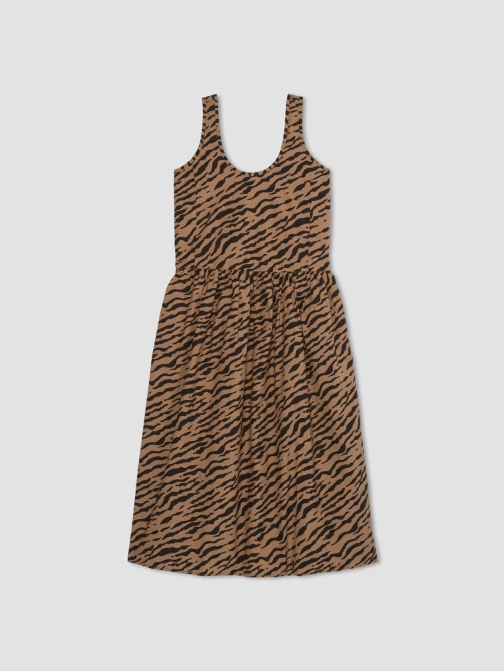 Everlane The Poplin Summer Dress Tiger Stripe Print Midi Scoop Neck Lightweight